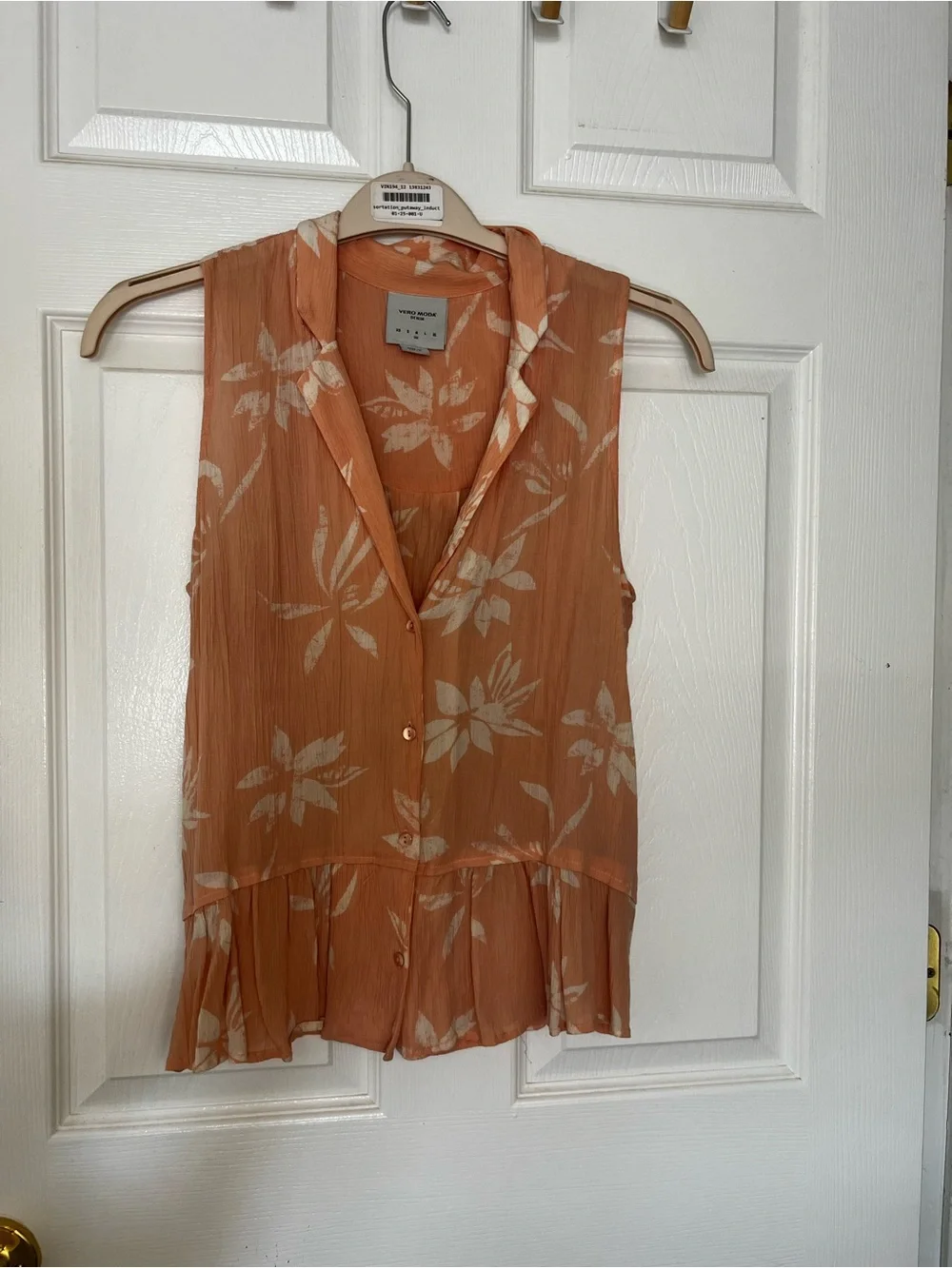 Vero Moda Rust Orange Floral Sleeveless Peplum Blouse